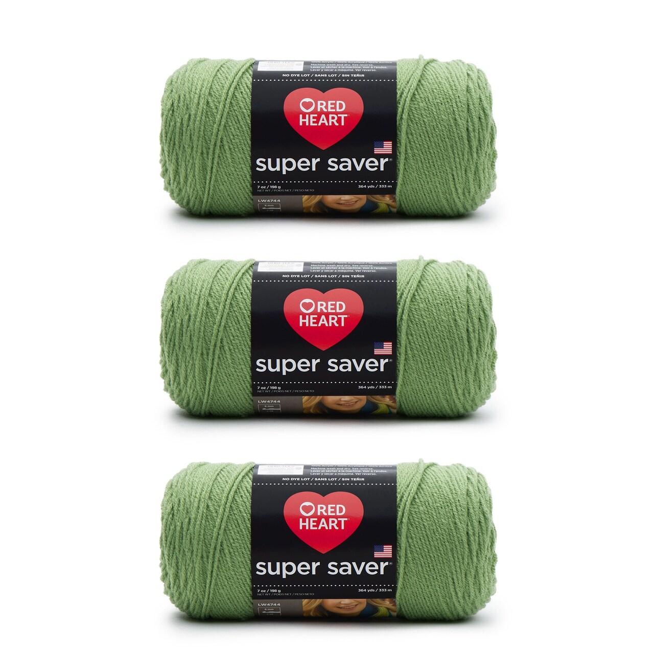 Red Heart Super Saver Tea Leaf Yarn - 3 Pack of 198g/7oz - Acrylic - 4 Medium (Worsted) - 364 Yards - Knitting/Crochet